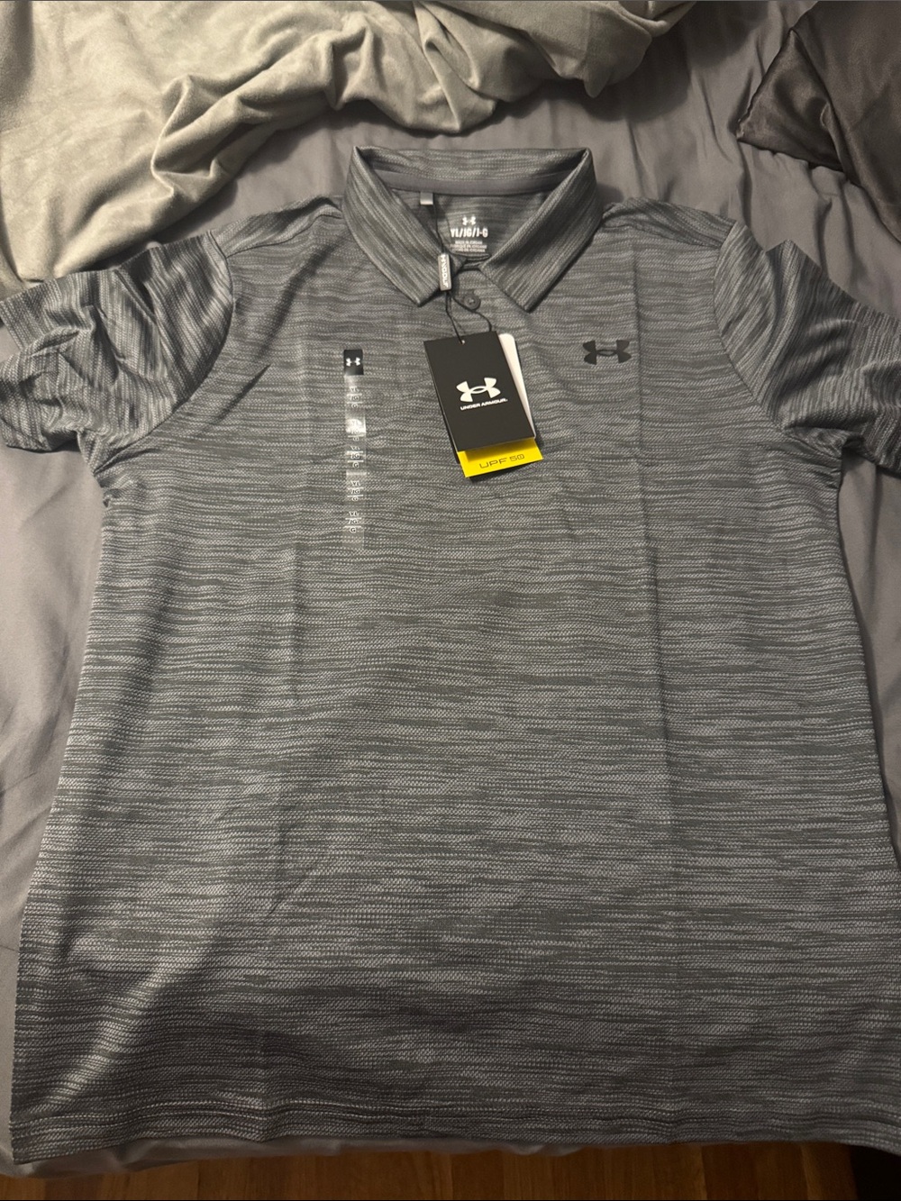 Under Armour Youth large Heathered Charcoal Performance Polo